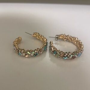 Pastel diamond hoop earrings